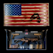Load image into Gallery viewer, Large Charred American Flag & Large Mouth Bass Concealment Wall Art