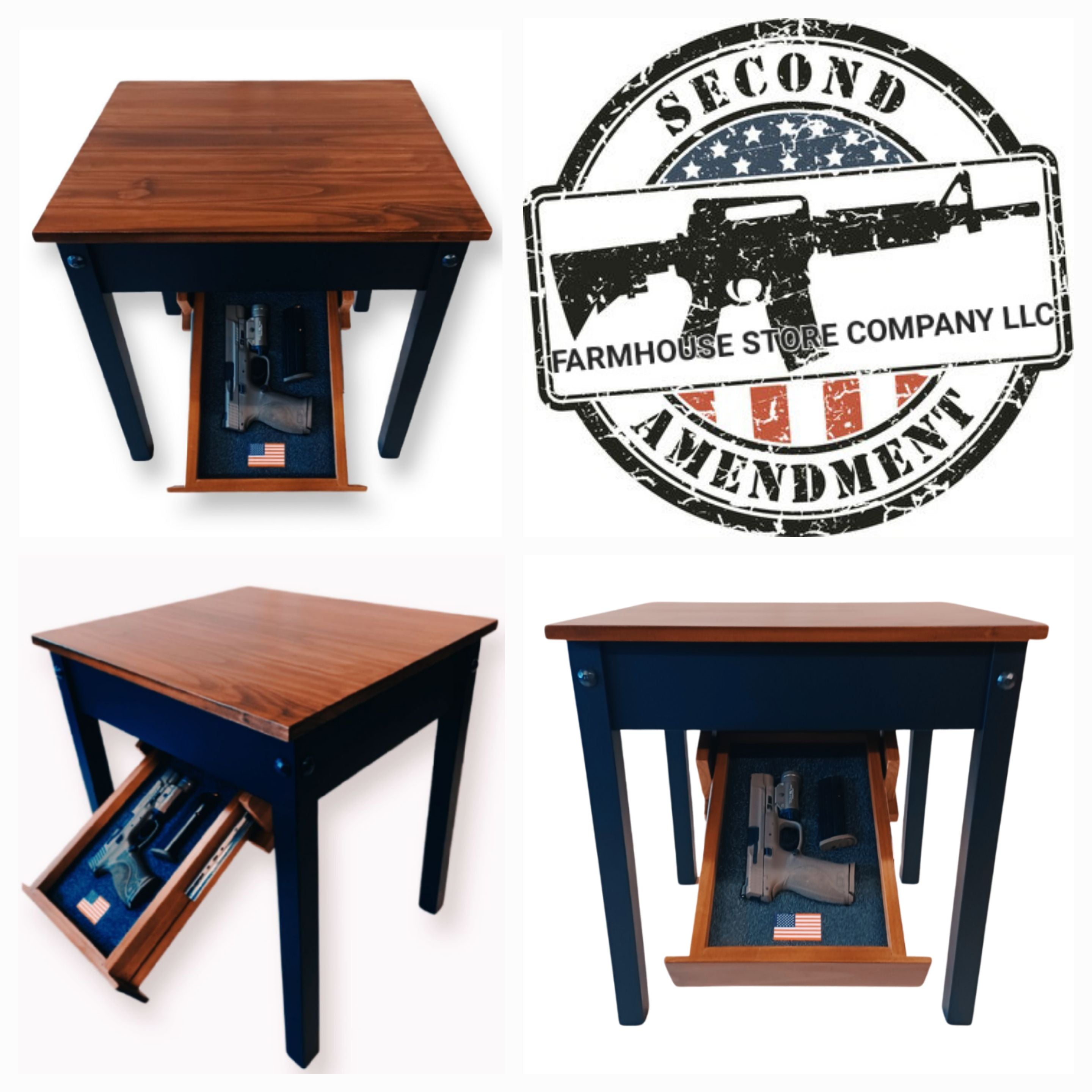Black Tactical Gun Concealment End Table / Nightstand Farmhouse Store