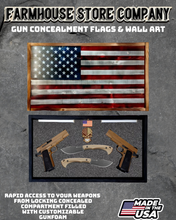 Load image into Gallery viewer, Gun Concealment Flag Deluxe Handgun Wall Art Charred RWB Flag Design
