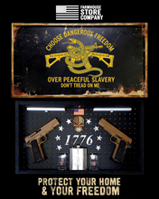 Load image into Gallery viewer, Deluxe Black Distressed Handgun Concealment Wall Art Choose Dangerous Freedom Design