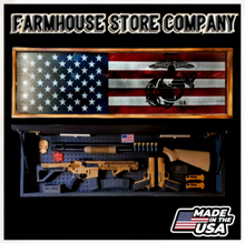 Load image into Gallery viewer, Half American Flag & Marines Long Rifle Gun Concealment Flag Wall Art