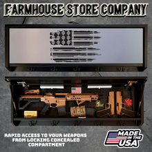 Load image into Gallery viewer, Gun Concealment Coat Rack Black Unit White Bullet Flag Design