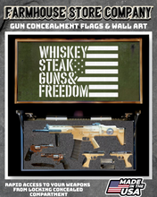 Load image into Gallery viewer, Gun Concealment Flag Deluxe Wall Art BATTLE-WORN OD GREEN WSGF Flag 2A Design