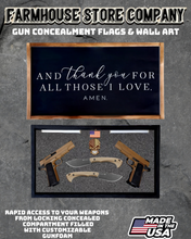 Load image into Gallery viewer, Gun Concealment Flag Deluxe Handgun Wall Art Charred Black Thank You Design