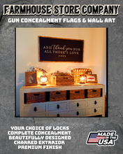 Load image into Gallery viewer, Gun Concealment Flag Deluxe Handgun Wall Art BATTLE-WORN OD GREEN Special Forces Design