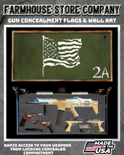 Load image into Gallery viewer, Gun Concealment Flag Deluxe Wall Art BATTLE-WORN OD GREEN 2A Flag Design