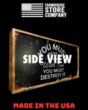 Load image into Gallery viewer, Deluxe Black Distressed Handgun Concealment Wall Art My Rights Don't End Design