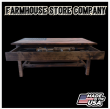 Load image into Gallery viewer, Timber Framed Deluxe Gun Concealment American Flag Coffee Table