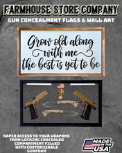 Load image into Gallery viewer, Gun Concealment Flag Deluxe Handgun Wall Art Charred White Grow Old Design