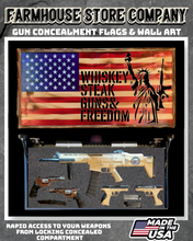 Load image into Gallery viewer, Gun Concealment Flag Deluxe Wall Art Charred WSGF Liberty AR Design