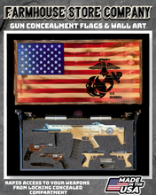 Load image into Gallery viewer, Gun Concealment Flag Deluxe Wall Art Charred US Marines Design