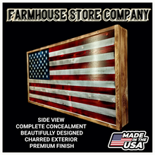 Load image into Gallery viewer, Gun Concealment Flag Deluxe Wall Art BATTLE-WORN OD GREEN 2A Level 4 Plates Design