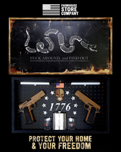 Load image into Gallery viewer, Deluxe Black Distressed Handgun Concealment Wall Art FAFO Snake Design