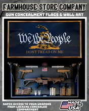 Load image into Gallery viewer, Gun Concealment Flag Deluxe Wall Art Charred Black We The People Gadsden Design