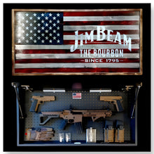 Load image into Gallery viewer, Large Charred Deluxe American Gun Concealment Flag With Jim Beam Wall Art 2.0