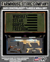 Load image into Gallery viewer, Gun Concealment Flag Deluxe Wall Art BATTLE-WORN OD GREEN BWSGF Flag 2A Design