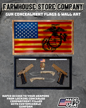 Load image into Gallery viewer, Gun Concealment Flag Deluxe Handgun Wall Art Charred Flag Marines Design