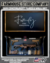 Load image into Gallery viewer, Gun Concealment Flag Deluxe Wall Art Charred Black Family Over Everything Design