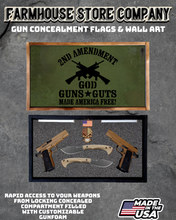 Load image into Gallery viewer, Gun Concealment Flag Deluxe Handgun Wall Art BATTLE-WORN OD GREEN BGGG 2A Design
