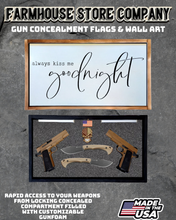 Load image into Gallery viewer, Gun Concealment Flag Deluxe Handgun Wall Art Charred White Goodnight Design