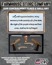 Load image into Gallery viewer, Gun Concealment Flag Deluxe Handgun Wall Art Charred White 2nd Amendment Design
