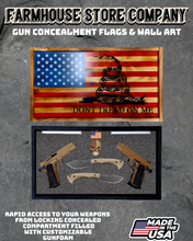 Load image into Gallery viewer, Gun Concealment Flag Deluxe Handgun Wall Art Charred Flag DTOM Design
