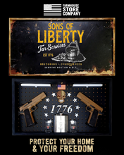 Load image into Gallery viewer, Deluxe Black Distressed Handgun Concealment Wall Art Liberty Tar & Feather Design
