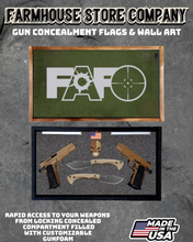Load image into Gallery viewer, Gun Concealment Flag Deluxe Handgun Wall Art BATTLE-WORN OD GREEN FAFO Design