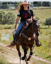 Load image into Gallery viewer, Pink Lil Feral Combat Raccoon Patriotic T-Shirt