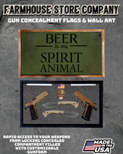 Load image into Gallery viewer, Gun Concealment Flag Deluxe Handgun Wall Art BATTLE-WORN OD GREEN Spirit Animal 2A Design