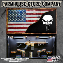 Load image into Gallery viewer, Gun Concealment Flag Deluxe Wall Art TORN & BATTLE-WORN BLACK Punisher Design