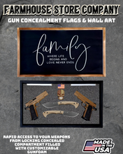 Load image into Gallery viewer, Gun Concealment Flag Deluxe Handgun Wall Art Charred Black Family Design