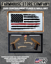 Load image into Gallery viewer, Gun Concealment Flag Deluxe Handgun Wall Art Charred White Thin Red Line Design
