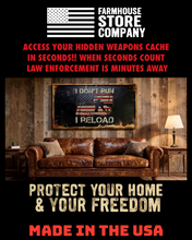 Load image into Gallery viewer, Deluxe Black Distressed Gun Concealment Wall Art Live Laugh Violence Design