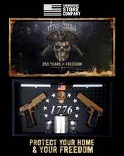 Load image into Gallery viewer, Deluxe Black Distressed Handgun Concealment Wall Art 250 Years Of Freedom Design
