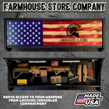 Load image into Gallery viewer, Gun Concealment Coat Rack Black Unit Charred American Flag Spartan Design