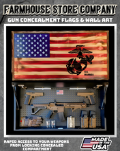 Load image into Gallery viewer, Gun Concealment Flag Deluxe Wall Art Charred US Marines Design