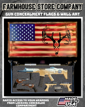 Load image into Gallery viewer, Gun Concealment Flag Deluxe Wall Art Charred Buck Skull Design
