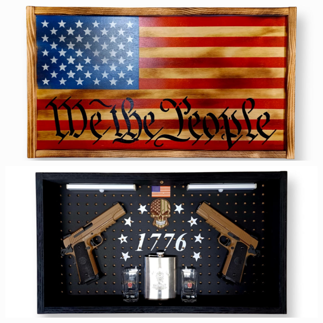 Deluxe Charred We The People Flag Handgun Concealment Wall Art