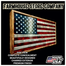 Load image into Gallery viewer, Gun Concealment Flag Deluxe Wall Art BATTLE-WORN OD GREEN 2A Level 4 Plates Design