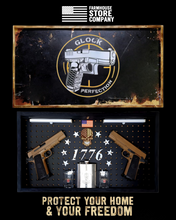 Load image into Gallery viewer, Deluxe Black Distressed Handgun Concealment Wall Art Glock Perfection Design