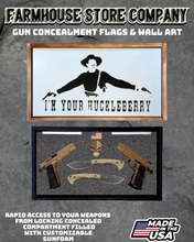 Load image into Gallery viewer, Gun Concealment Flag Deluxe Handgun Wall Art Charred White Huckleberry Design
