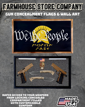 Load image into Gallery viewer, Gun Concealment Flag Deluxe Handgun Wall Art Charred Black WTP Spartan Design