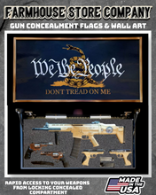 Load image into Gallery viewer, Gun Concealment Flag Deluxe Wall Art Charred Black We The People Gadsden Design