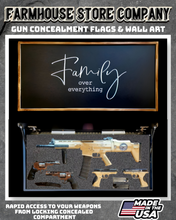 Load image into Gallery viewer, Gun Concealment Flag Deluxe Wall Art Charred Black Family Over Everything Design