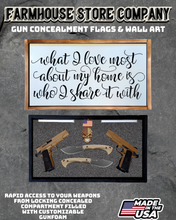 Load image into Gallery viewer, Gun Concealment Flag Deluxe Handgun Wall Art Charred White Love Most Design