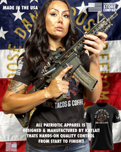 Load image into Gallery viewer, Pink Lil Feral Combat Raccoon Patriotic T-Shirt