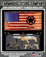 Load image into Gallery viewer, Gun Concealment Flag Deluxe Wall Art Charred US Army Design