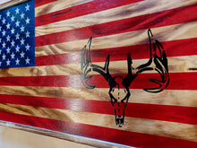 Load image into Gallery viewer, Large Charred American Flag & Whitetail Buck Concealment Wall Art