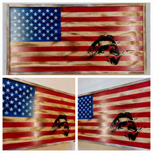 Load image into Gallery viewer, Large Charred American Flag & Large Mouth Bass Concealment Wall Art